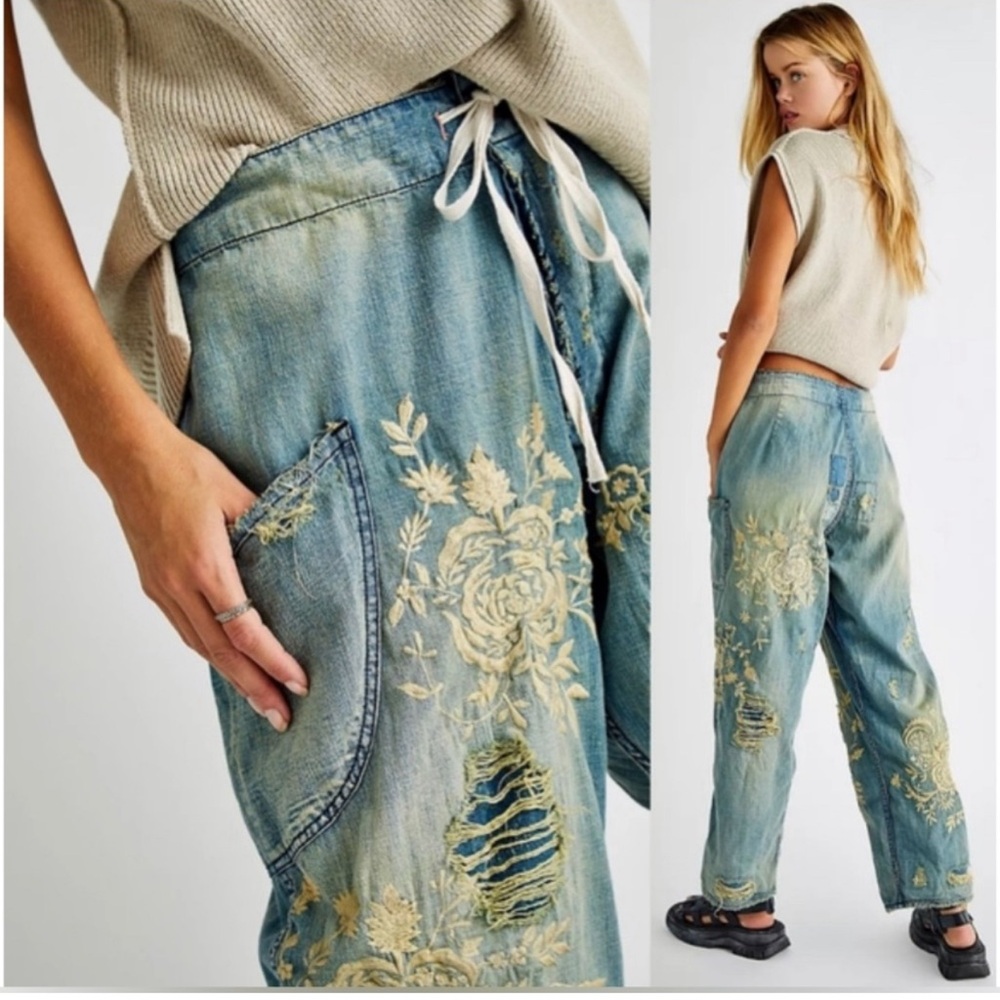 Magnolia Pearl Lace Embroidered Miner Pants